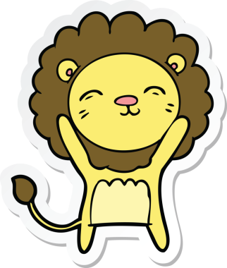 Bir insan tarafından çizilmiş karikatür aslanının çıkartması.