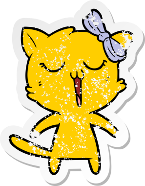 Bir insan tarafından çizilmiş karikatür bir kedinin sıkıntılı çıkartması.