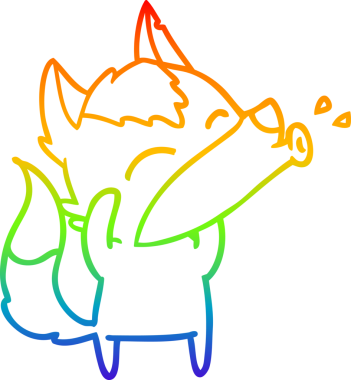 Uluyan bir kurt çizgi filminin gökkuşağı gradyanı insan tarafından çizilmiş.