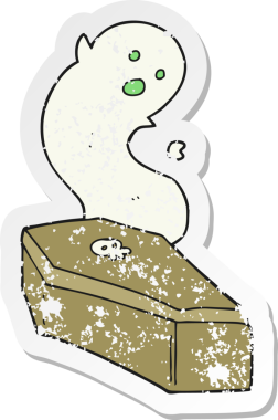 Bir insan tarafından çizilmiş ürkütücü bir karikatürün gerilimli çıkartması.