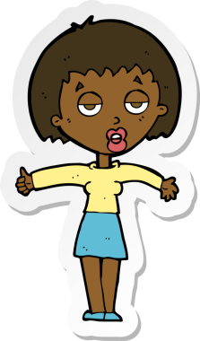 Bir insan tarafından çizilmiş, sıkılmış bir karikatür çıkartması.