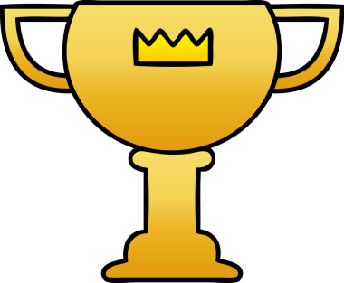 Bir insan tarafından çizilmiş altın bardağın gölgelenmiş karikatürü.