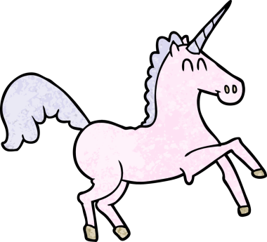 Bir insan tarafından çizilmiş tek boynuzlu at çizgi filmi.