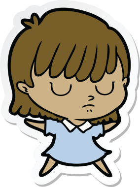 Bir insan tarafından çizilmiş bir karikatür kadının çıkartması.