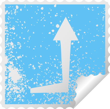 Bir insan tarafından çizilmiş sıkıntılı kare soyma etiketi ilginç sembol oku