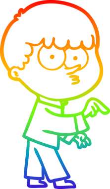 Gökkuşağı gradyanı çizimi Bir insan tarafından çizilmiş meraklı bir çocuk