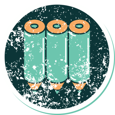 Bir insan tarafından çizilmiş renkli kalemlerin sembolik dövmeli resmi