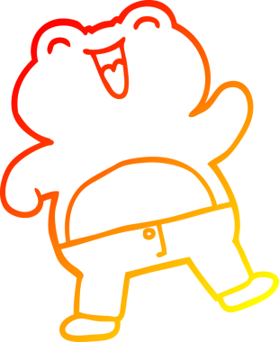 Bir insan tarafından çizilmiş komik bir kurbağanın sıcak çizgi çizimi