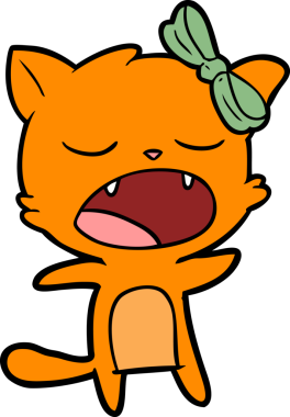 Bir insan tarafından çizilmiş şarkı söyleyen bir kedi.