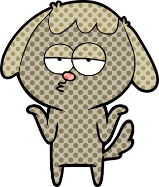 Bir insan tarafından çizilmiş, sıkılmış bir köpek.