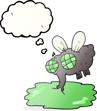 Bir insan tarafından çizilmiş serbest çizim balon karikatür brüt sinek