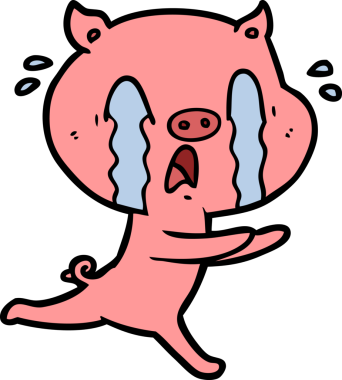 Bir insan tarafından çizilmiş ağlayan domuz çizgi filmi.