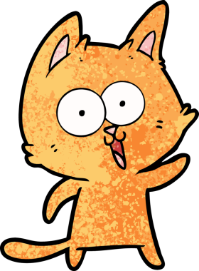 Bir insan tarafından çizilmiş komik çizgi film kedisi.