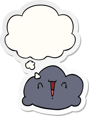 Düşünce baloncuklu karikatür bulutu insan tarafından çizilmiş bir çıkartma.