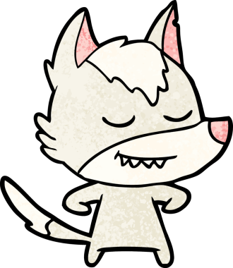 Bir insan tarafından çizilmiş dost canlısı bir kurt.