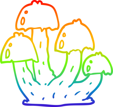 gökkuşağı gradyan çizgi çizimi bir insan tarafından çizilmiş mantarlar