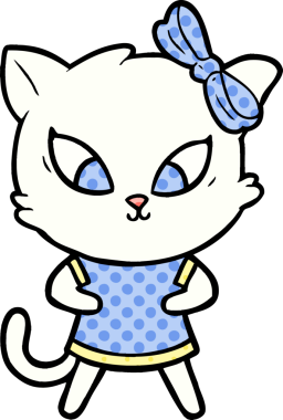 Bir insan tarafından çizilmiş çizgi film kedisi.