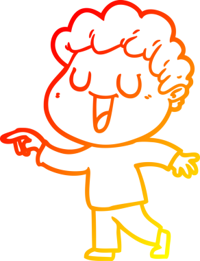 Bir insan tarafından çizilmiş gülen bir çizgi film karakterinin sıcak çizgi çizimi.