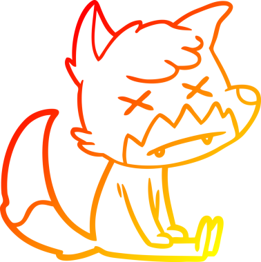 Bir insan tarafından çizilen ölü tilkinin sıcak çizgi çizimi