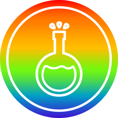 Bilim deneyi dairesel simgesi gökkuşağı gradyan bir insan tarafından çizilmiş