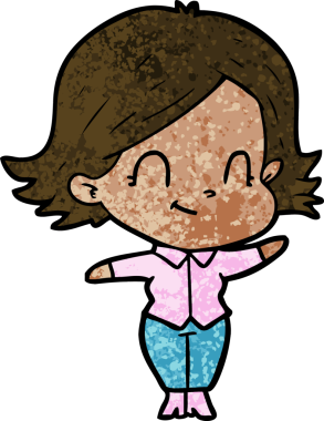 Bir insan tarafından çizilmiş karikatür dostu kız.