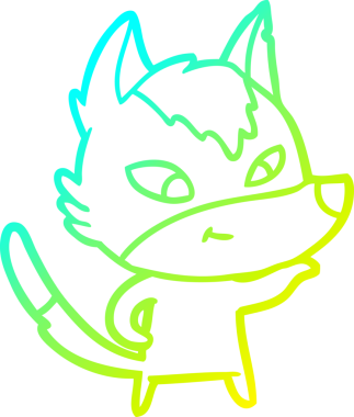 Bir insan tarafından çizilmiş dost canlısı bir kurt çizgi çizimi.