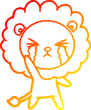 Bir insan tarafından çizilmiş, ağlayan bir aslanın çizgi çizimi.