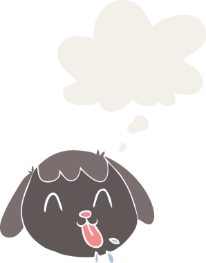 Düşünce baloncuğu insan tarafından çizilmiş köpek suratlı bir çizgi film.