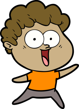 Bir insan tarafından çizilmiş heyecanlı bir adam karikatürü