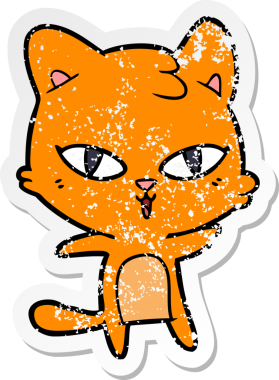 Bir insan tarafından çizilmiş karikatür bir kedinin sıkıntılı çıkartması.