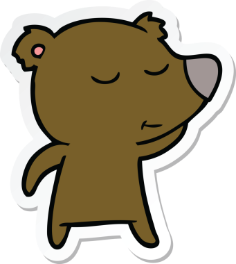 Bir insan tarafından çizilmiş mutlu çizgi film ayısının çıkartması.