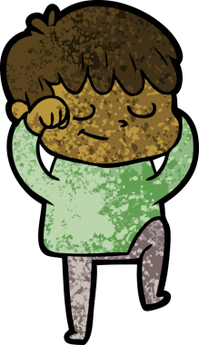 Bir insan tarafından çizilmiş mutlu çocuk çizgi filmi.