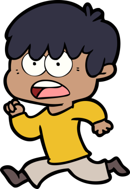 Bir insan tarafından çizilmiş endişeli çizgi film çocuğu.