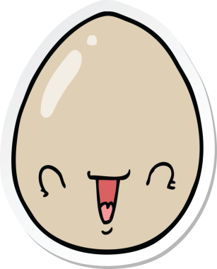 Bir insan tarafından çizilmiş karikatür yumurtasının etiketi.