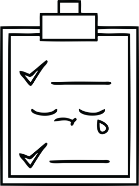 Bir insan tarafından çizilmiş bir kontrol listesinin çizgi çizimi