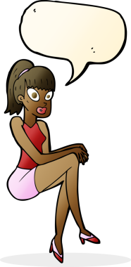 Bir insan tarafından çizilmiş konuşma balonu olan güzel bir kadın.