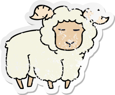 Bir insan tarafından çizilmiş garip bir el çizimi çizgi film çıkartması.