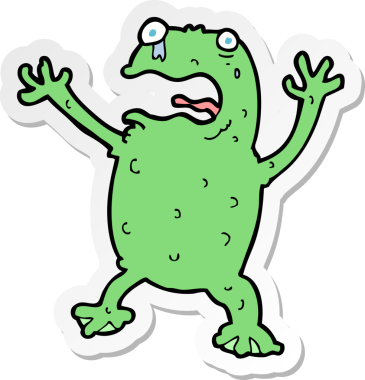 Bir insan tarafından çizilmiş korkmuş bir kurbağanın çıkartması.