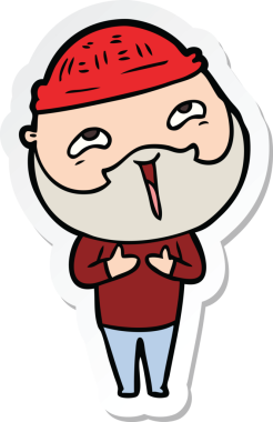 Bir insan tarafından çizilmiş mutlu sakallı bir adamın çıkartması.