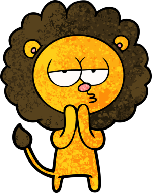 Bir insan tarafından çizilmiş bir karikatür aslanı.