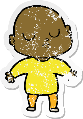 Bir insan tarafından çizilmiş kel bir adamın sıkıntılı çıkartması.