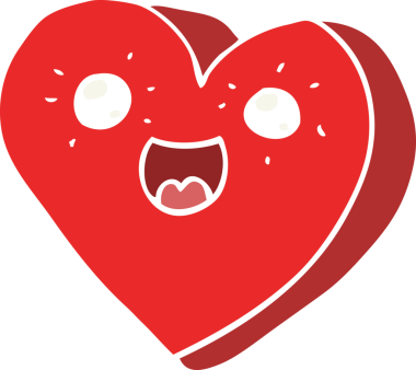 kalp düz renkli çizgi film karakteri bir insan tarafından çizildi