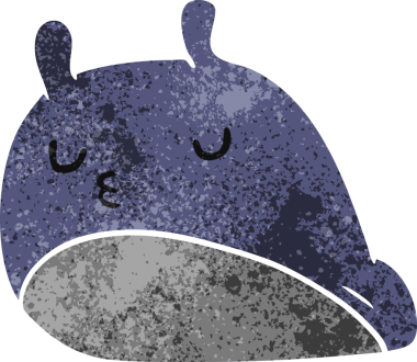 Bir insan tarafından çizilmiş eski çizgi film çizimi kawaii şişman sümüklü böcek.