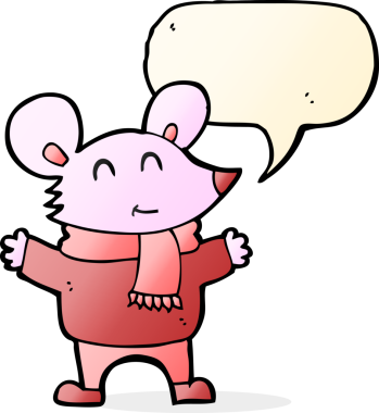 bir insan tarafından çizilmiş konuşma balonu olan çizgi film faresi