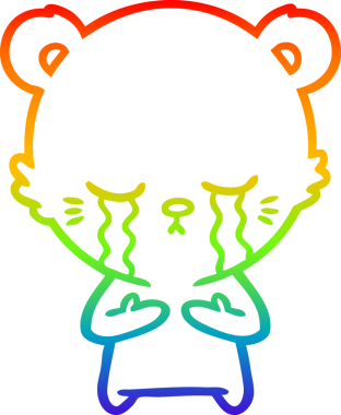 Bir insan tarafından çizilmiş ağlayan çizgi film ayısının çizimi.