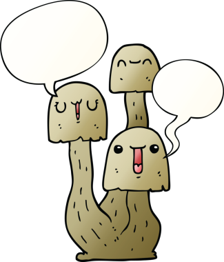 bir insan tarafından çizilmiş düzgün eğimli konuşma baloncuklu mantar mantarı.