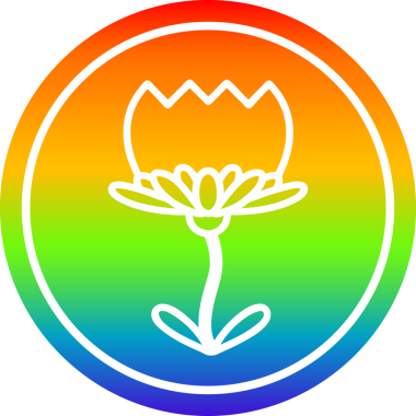 Nilüfer çiçeği dairesel ikonu gökkuşağı gradyan bir insan tarafından çizilmiş.