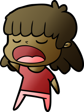 Çizgi filmdeki kadın bir insan tarafından yüksek sesle çizilmiş.