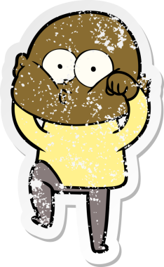 Bir insan tarafından çizilmiş kel bir adamın sıkıntılı çıkartması.