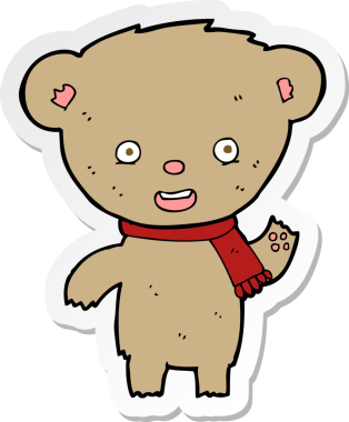 Bir insan tarafından çizilmiş oyuncak ayının çıkartması.